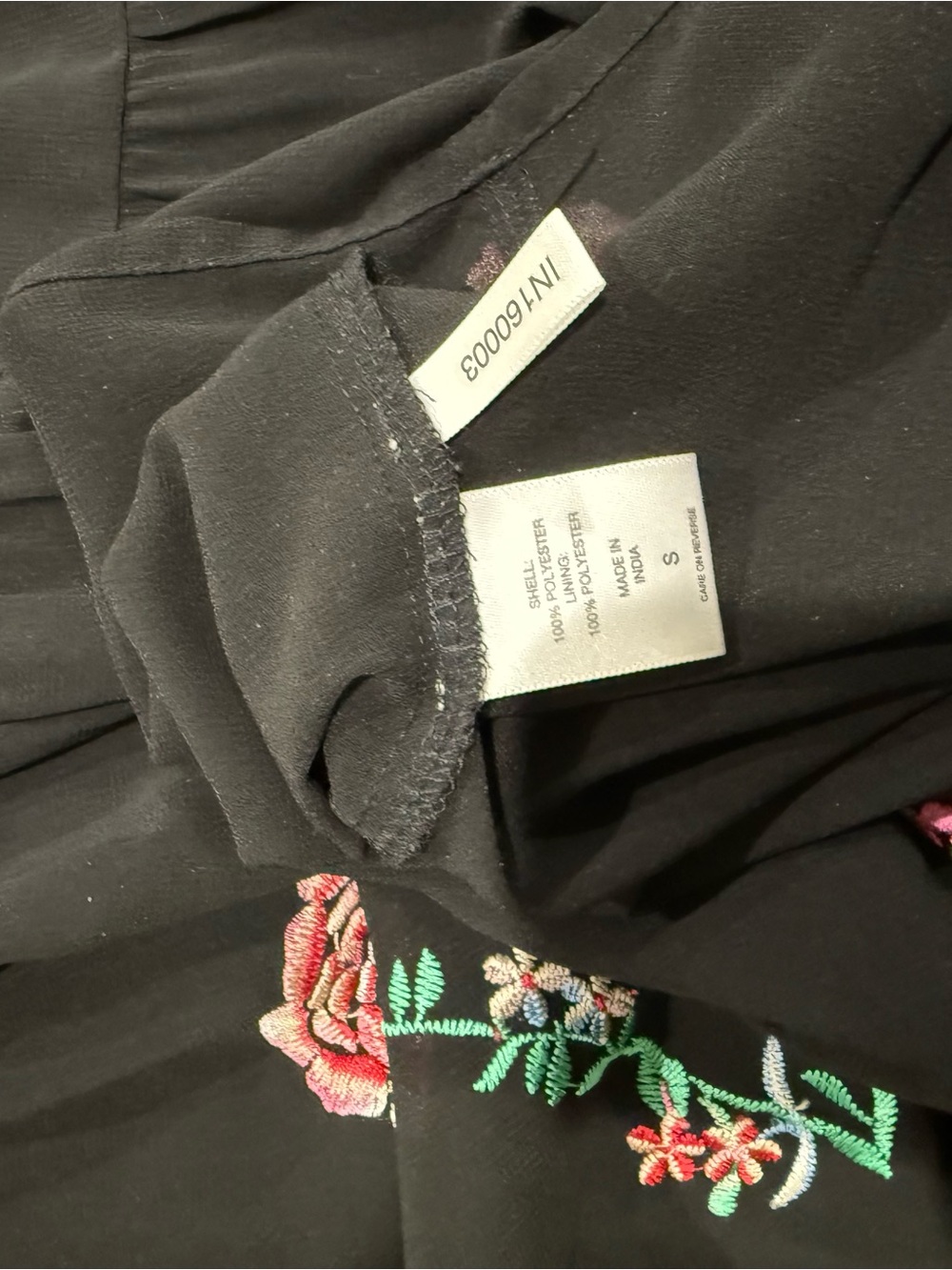 Floral Embroidered Black Tiered Dress - Picture 6 of 7